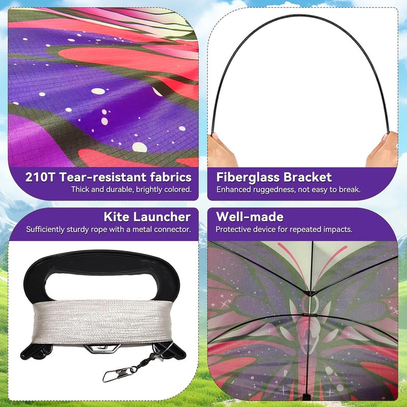 FejoHify Large Butterfly Kite for Kids & Adults, 55" x 28" Easy to Fly Single Line Kite for Kids Ages 4-8, 8-12, Comes with 300 FT Kite String Handle - Image 4